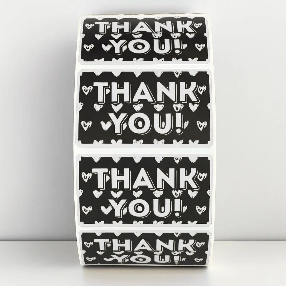 Thank You Stickers with Hearts – Cute Packaging Labels for Small Business Orders